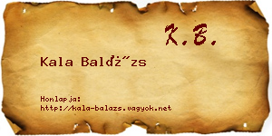 Kala Balázs névjegykártya